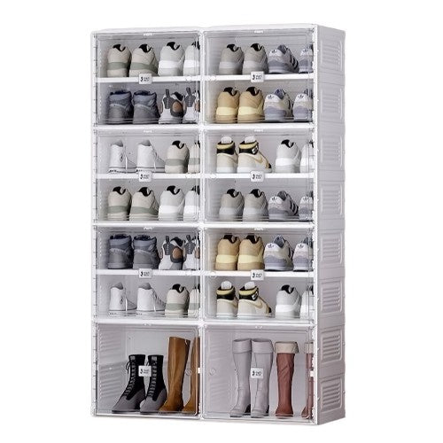 ANTBOX Portable Shoe Box, 8 Tier 28 Pairs, Portable Shoe Organizers Storage Boxes with Magnetic Door, Easy Assembly - SC2-D8B(C) ANTBOX Portable Shoe Box, 8 Tier 28 Pairs, Portable Shoe Organizers Storage Boxes with Magnetic Door, Easy Assembly - SC2-D8B(C)